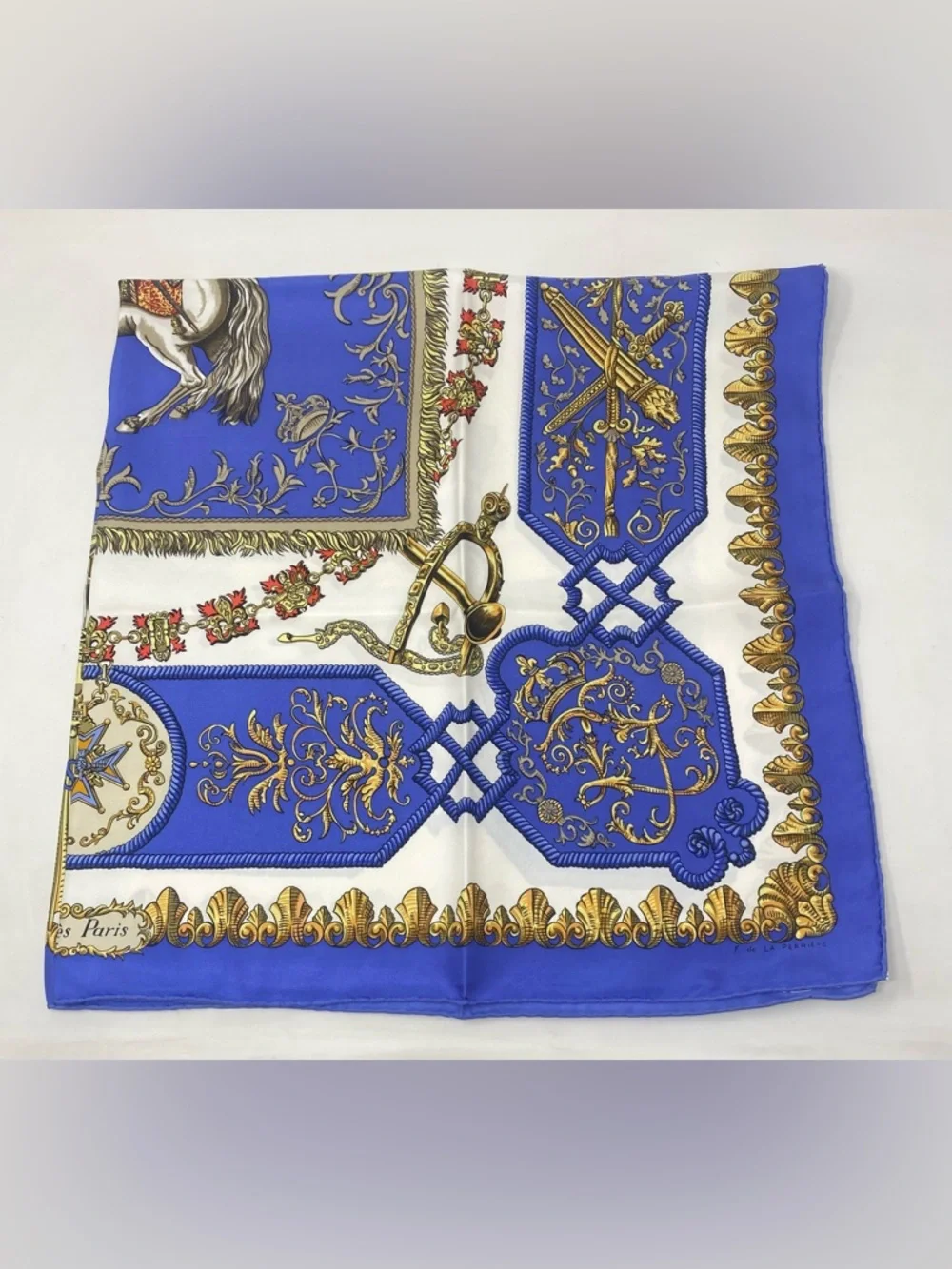 Hermes Silk Scarf Ludovicus Magnus Carre 90 Louis XIV F. de la Perriere - Picture 3 of 16